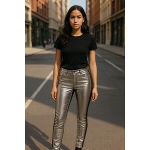 Balmain Paris Metallic Silver Skinny Pants – Size 36 (Made in France) Size 4